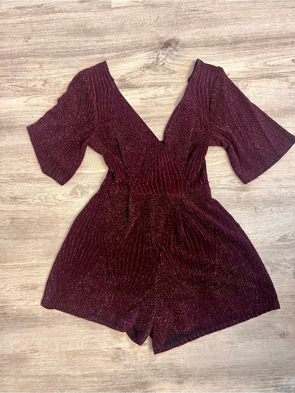 Alya Shimmery Plum V-Neck Romper